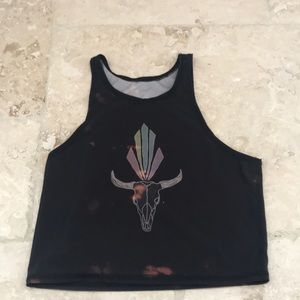 Teeki Buffalo Princess Black Mermaid Yoga Crop Top